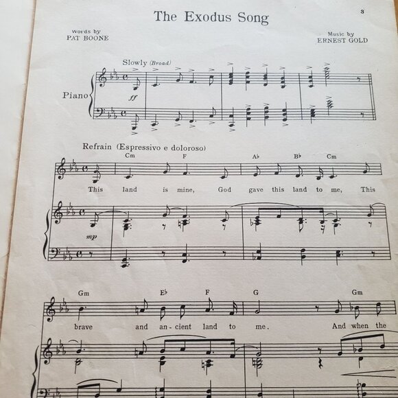 The Exodus Song Vintage 1961 Sheet Music - Picture 2 of 3
